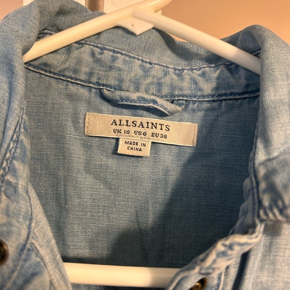AllSaints Jura Denim Romper Light Wash Blue Size 6 - Picture 4 of 7